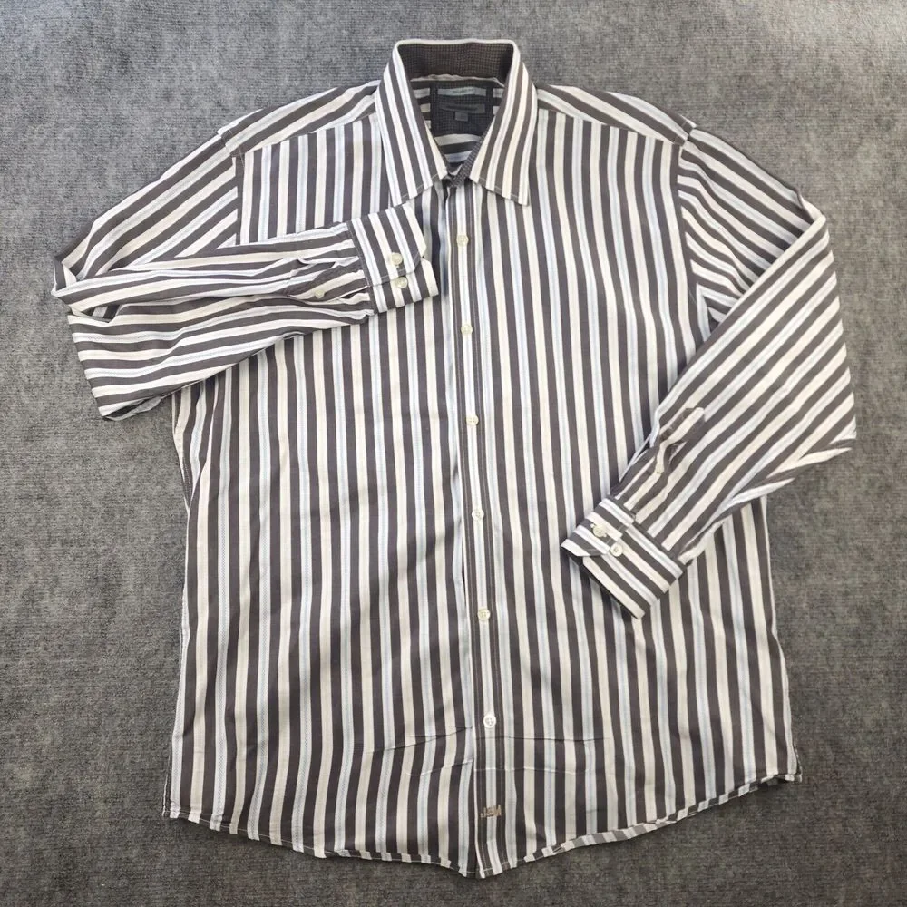Johnston‎ & Murphy Shirt Large Long Sleeve Button Up Multicolor Striped